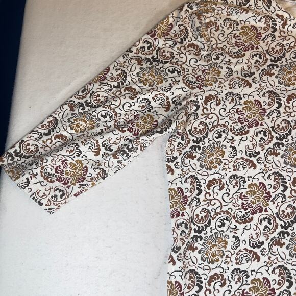 Shenanigans Shirt Woman's XL Floral Crew Neck 3/4 Sleeves Browns & White Fall - Picture 5 of 12